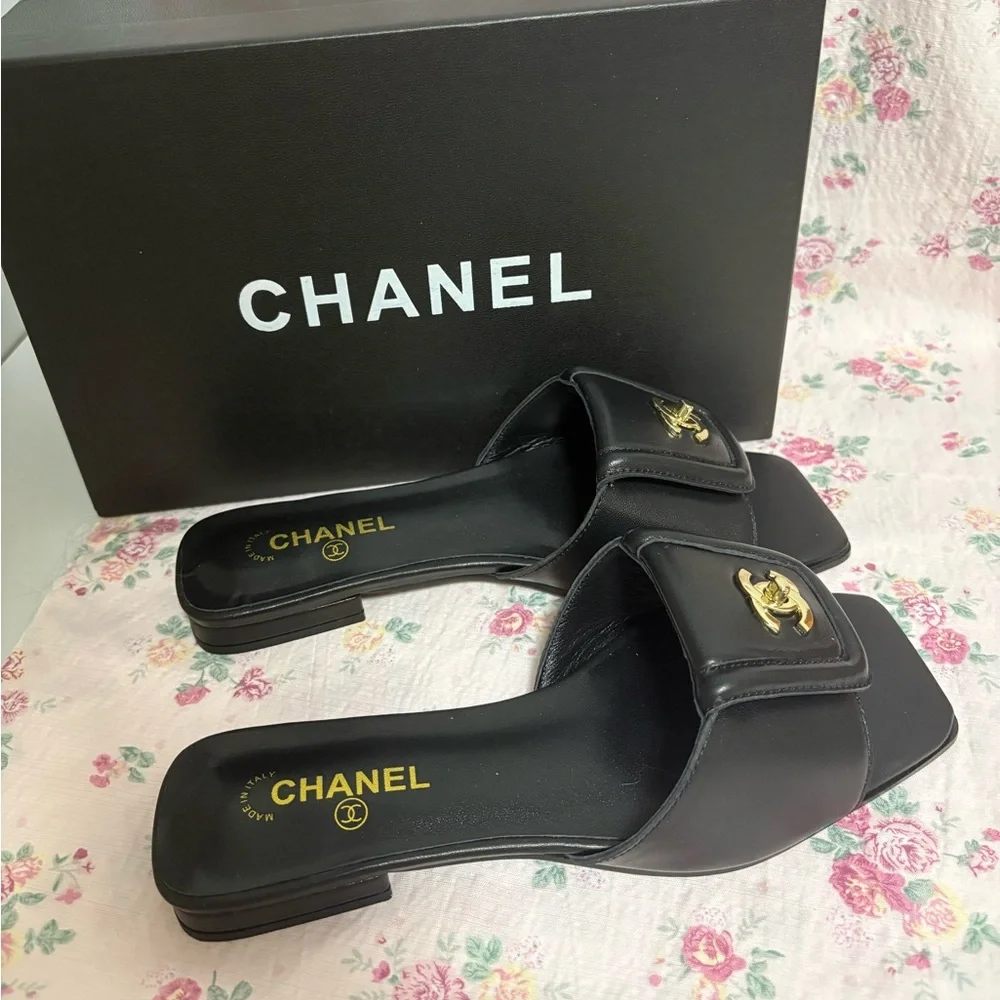 Chanel flat slide sandals. - Picture 2 of 5